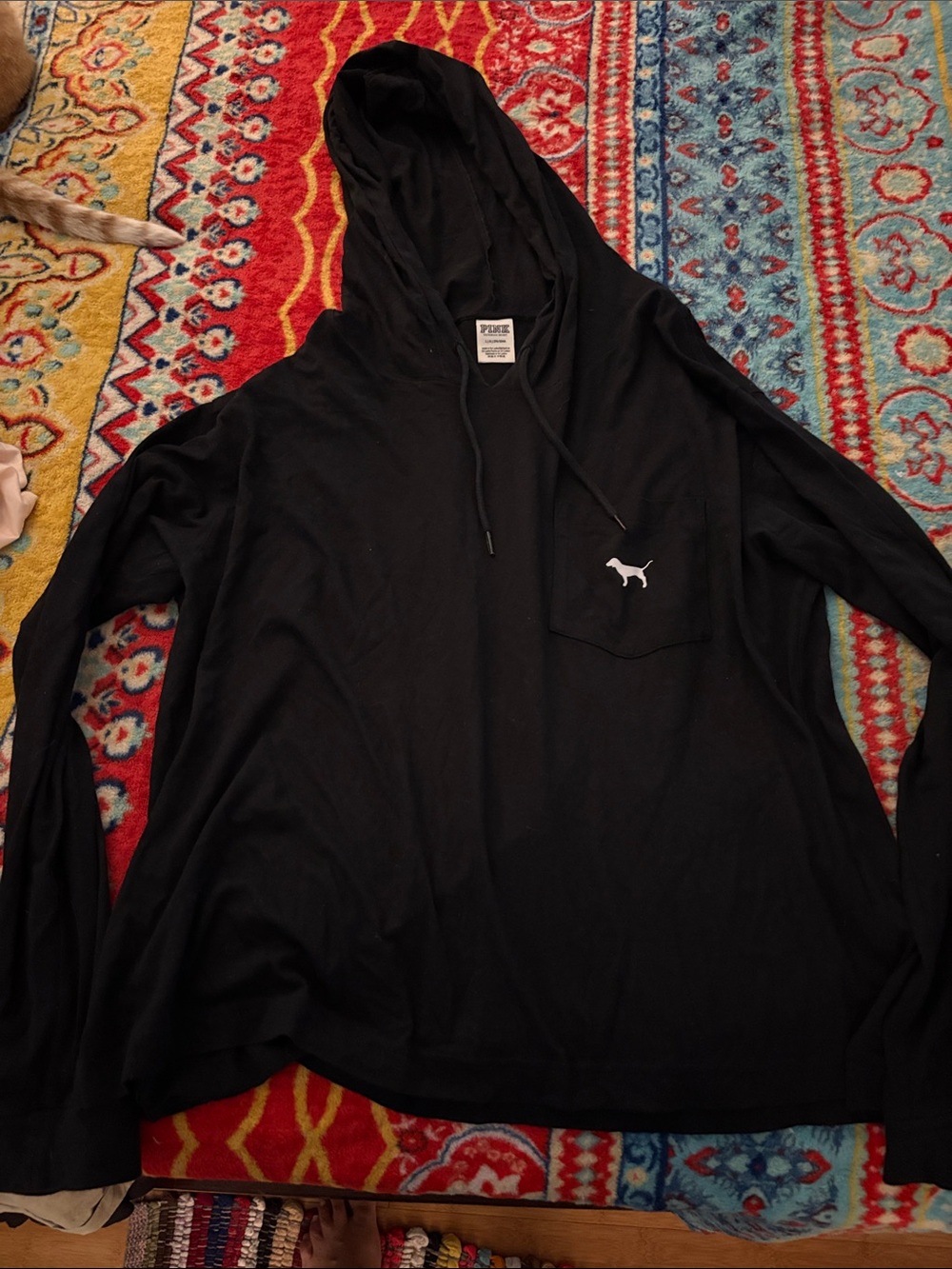 PINK Victoria's Secret Black Pullover Hoodie with Logo Tag
